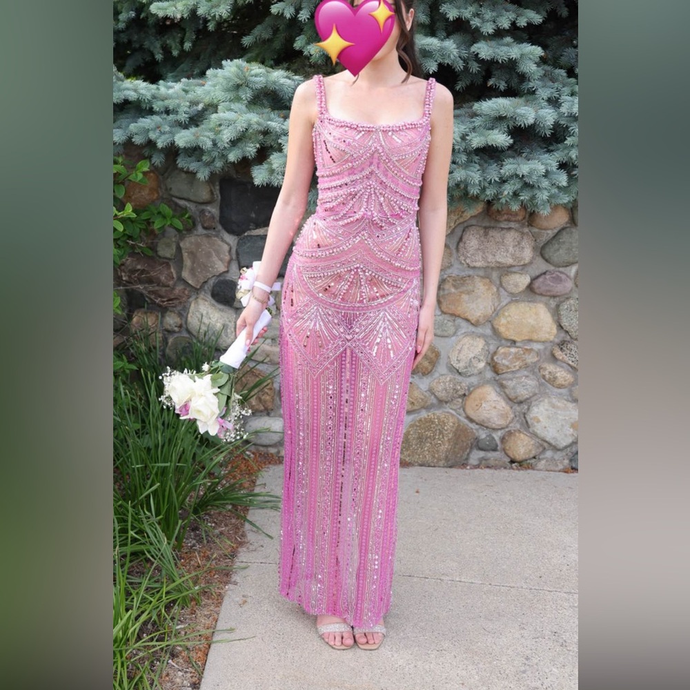 Beaded Pink Evening Gown - Sparkling Dress - Picture 4 of 5